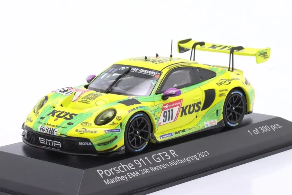 โมเดลรถ 1:43 Porsche 911 GT3 R #911 Thomas Preining, Frédéric Makowiecki, Kévin Estre, Michael Christensen 24 ชั่วโมง เนือร์บวร์กริง ปี 2023 Minichamps