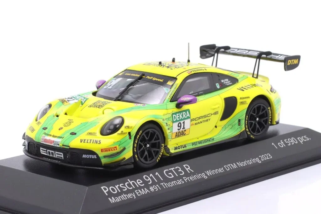 โมเดลรถ 1:43 Porsche 911 GT3 R #91 Thomas Preining ผู้ชนะ Norisring DTM Champion ปี 2023 Minichamps