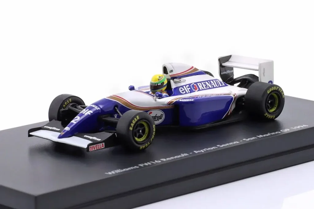 Model 1:64 Williams FW16 #2 Ayrton Senna San Marino GP (Imola) Formula One year 1994 Minichamps