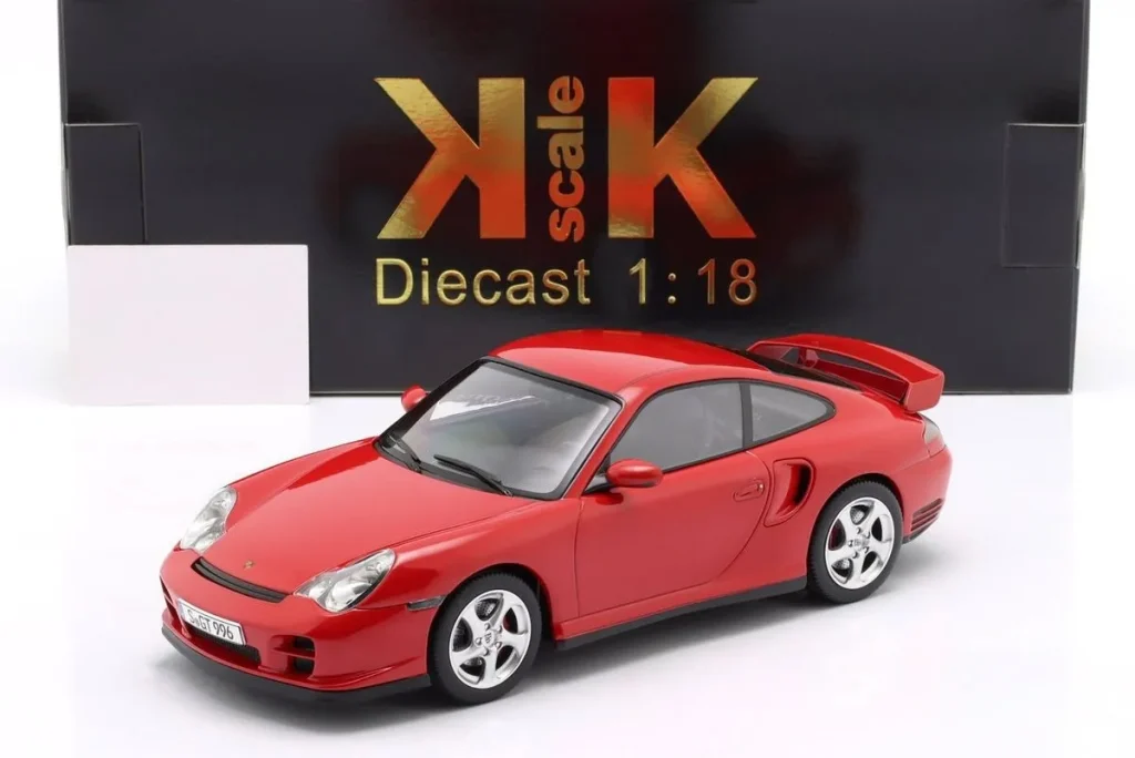 โมเดลรถ 1:18 Porsche 911 (996) GT2 ปี 2001 สีแดงอินเดีย KK-Scale