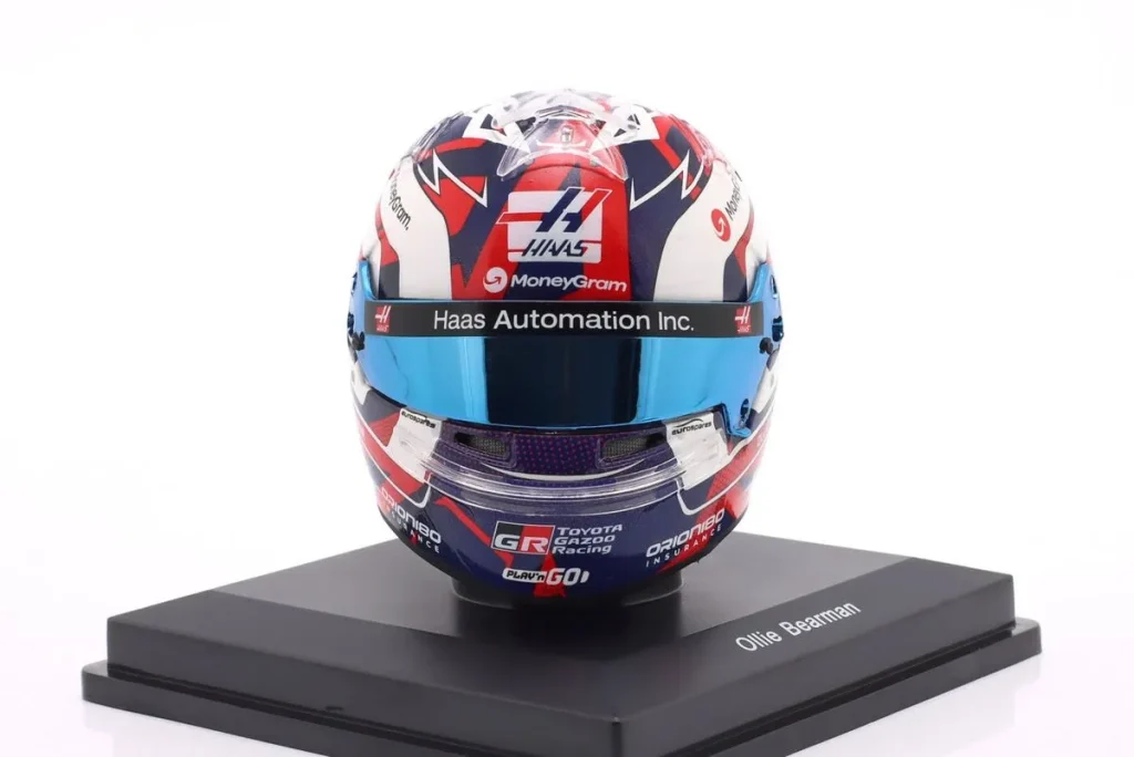 replica racing helmet 1:5 Haas VF-25 #87 Oliver Bearman Großbritannien GP Formula One year 2025 Spark