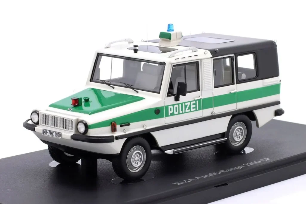 โมเดลรถ 1:43 RMA Amphi Ranger 2800 SR Polizei ปี 1985 สีขาว / เขียว AutoCult
