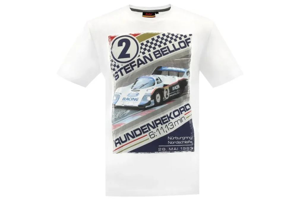 T-shirt Stefan Bellof Rekordrunde 6.11,13 min with Frontprint white size S