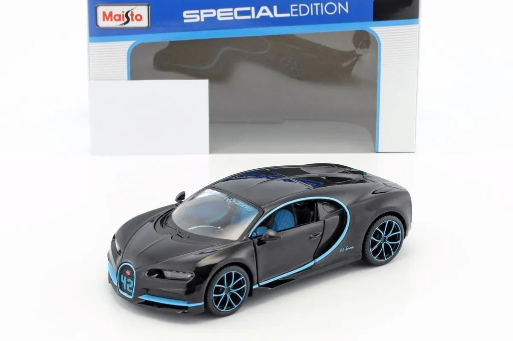 โมเดลรถ 1:24 Bugatti Chiron #42 J.-P. Montoya สีดำ Maisto