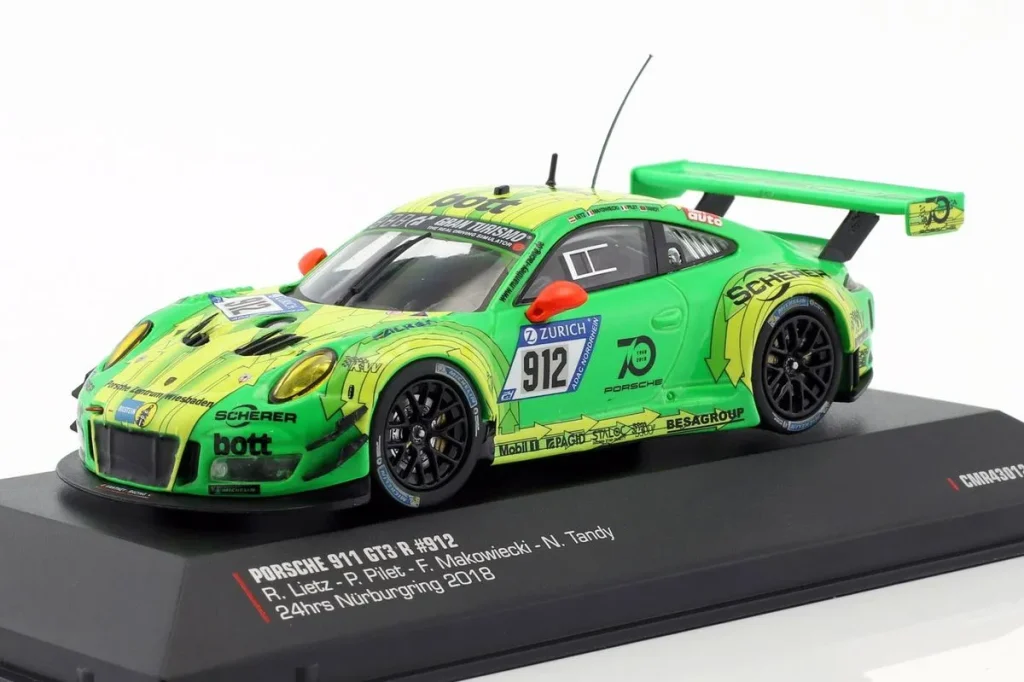 โมเดลรถ 1:43 Porsche 911 (991) GT3 R #912 Richard Lietz, Patrick Pilet, Fred Makowiecki, Nick Tandy 24 ชั่วโมง เนือร์บวร์กริง ปี 2018 CMR