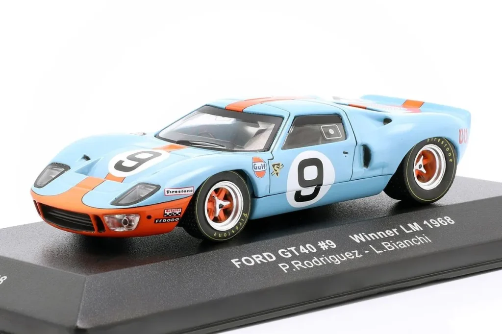 车型 1:43 Ford GT40 Gulf #9 Pedro Rodriguez, Lucien Bianchi 24 小时勒芒年 1968 Ixo