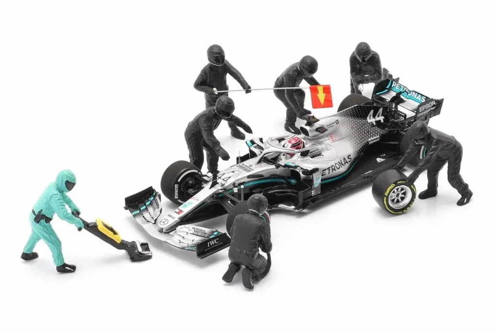 ฟิกเกอร์ 1:43 Pit Crew Figuren Set #1 ทีมสีดำ ฟอร์มูล่าวัน American Diorama