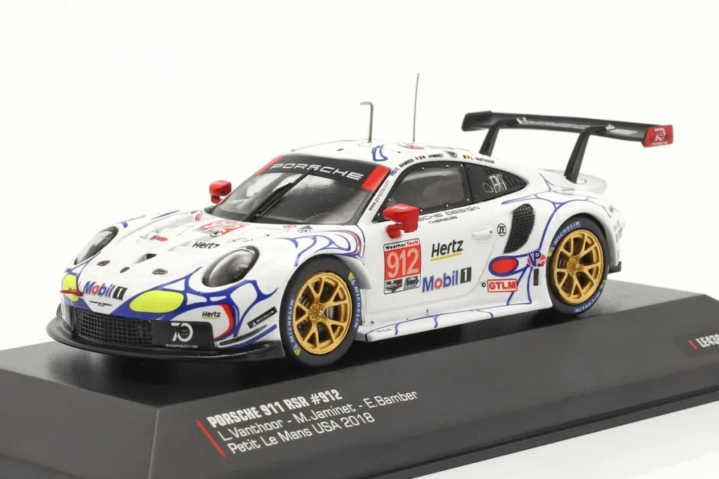 车型 1:43 Porsche 911 (991) RSR #912 Earl Bamber, Laurens Vanthoor, Mathieu Jaminet 排名 2 GTLM-Klasse Petit LeMans Road Atlanta IMSA 年 2018 Ixo