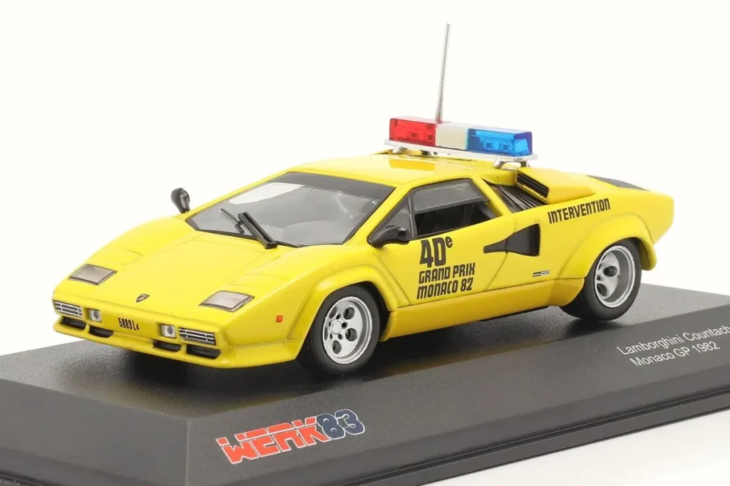 Model 1:43 Lamborghini Countach Safety Car Monaco GP Formula One year 1982 yellow WERK83
