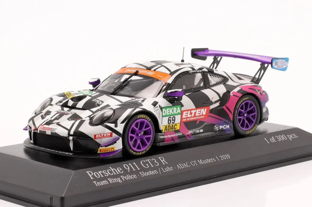 Model 1:43 Porsche 911 GT3 R #69 Jan-Erik Slooten, Lucas Luhr GT Masters year 2019 Minichamps