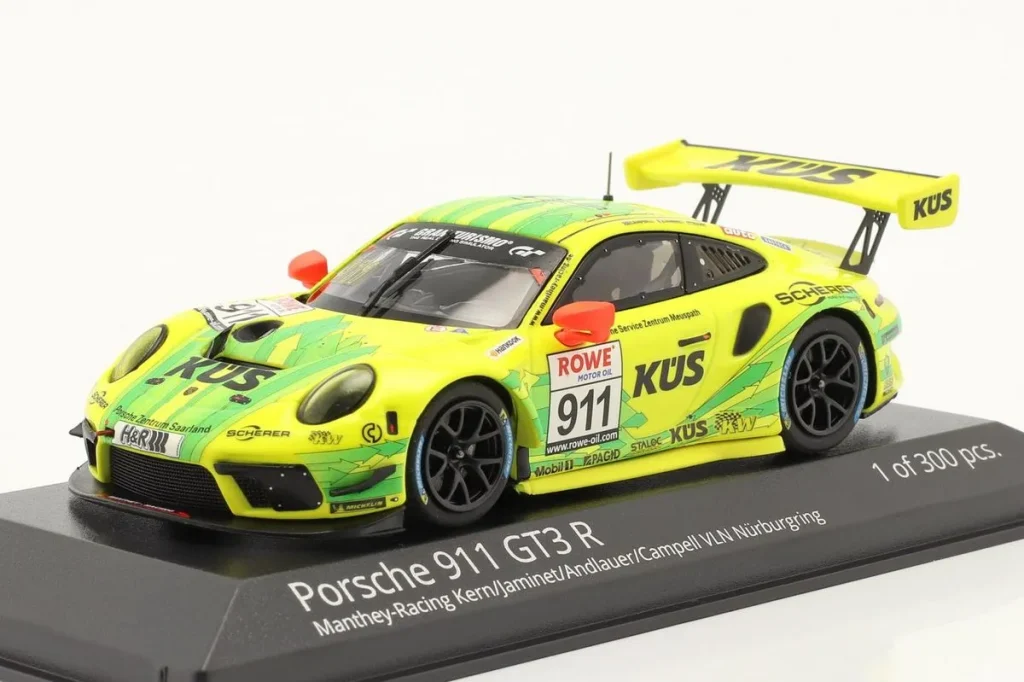 โมเดลรถ 1:43 Porsche 911 (991) GT3 R #911 “Grello” Matt Campbell, Lars Kern, Mathieu Jaminet, Julien Anlauer VLN เนือร์บวร์กริง ปี 2020 Minichamps