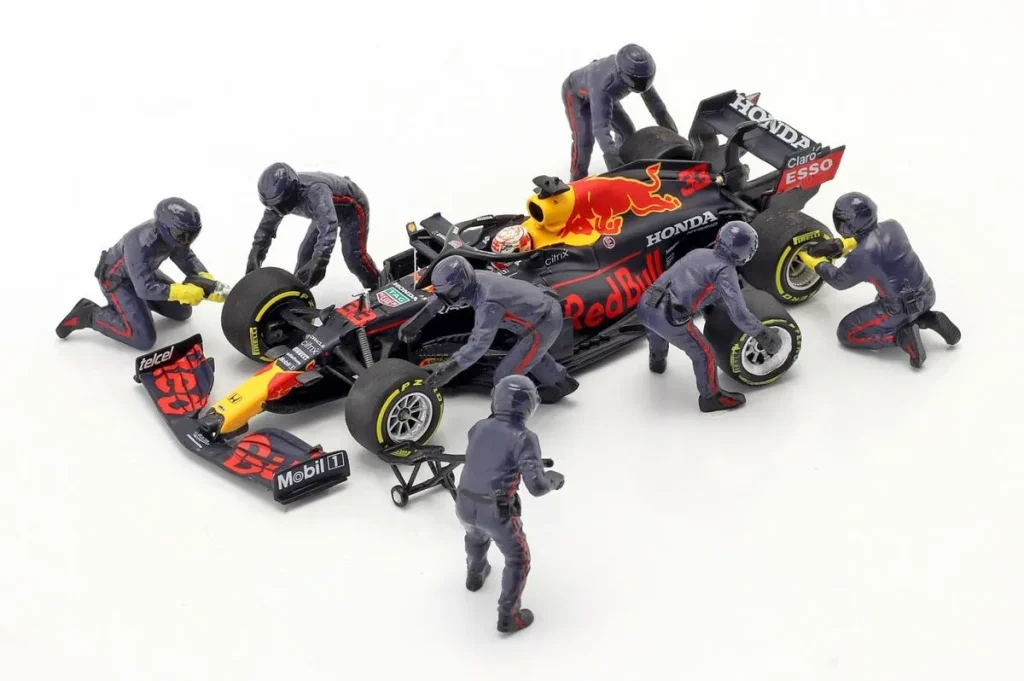 ฟิกเกอร์ 1:43 Pit Crew Figuren Set #2 ทีมสีน้ำเงิน ฟอร์มูล่าวัน สีน้ำเงิน-ม่วง American Diorama