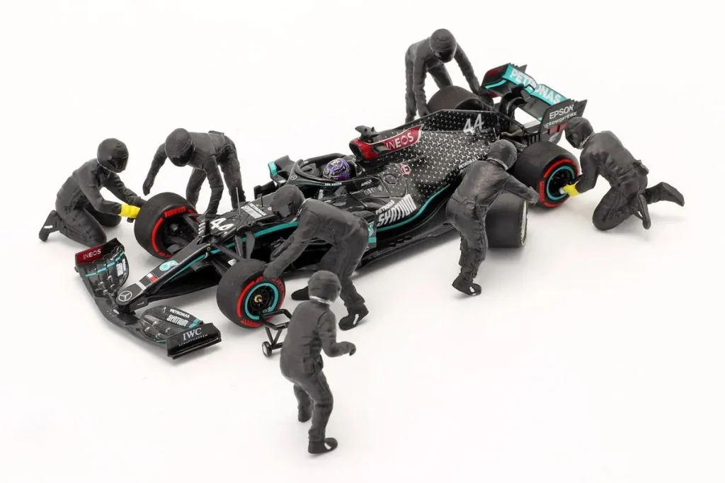 ฟิกเกอร์ 1:43 Pit Crew Figuren Set #2 ทีมสีดำ สีดำ American Diorama
