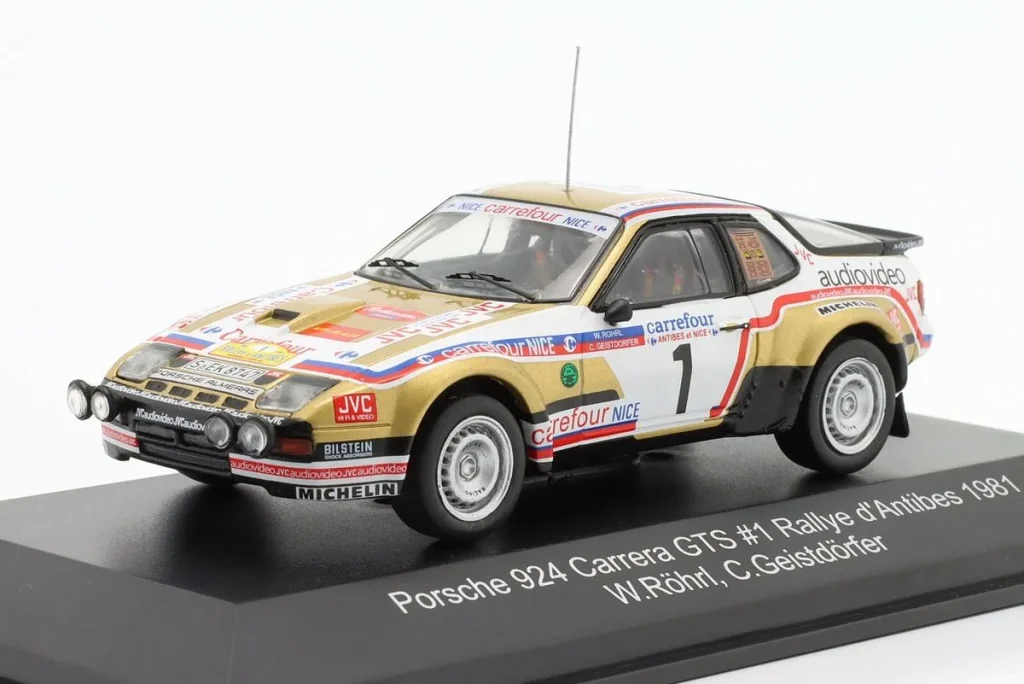 Model 1:43 Porsche 924 Carrera GTS #1 Walter Röhrl, Christian Geistdörfer rally d’Antibes year 1981 CMR