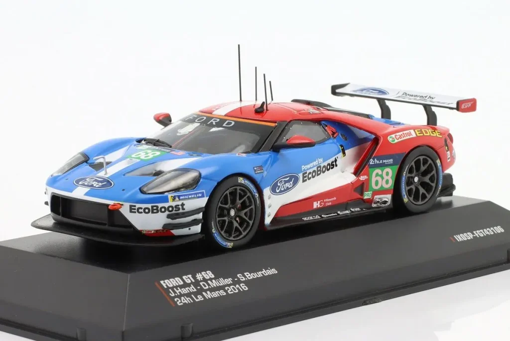 车型 1:43 Ford GT #68 Joey Hand, Dirk Müller, Sébastien Bourdais 24 小时勒芒年 2016 Ixo