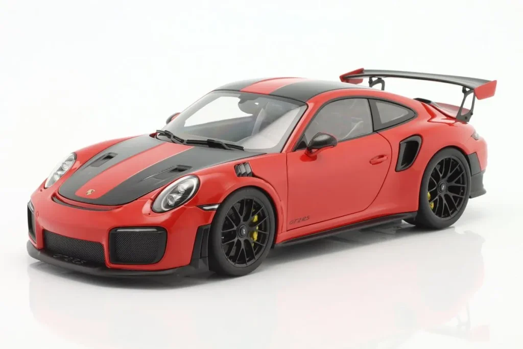โมเดลรถ 1:18 Porsche 911 (991 II) GT2 RS Weissach Package ปี 2017 สีแดงอินเดีย AUTOart