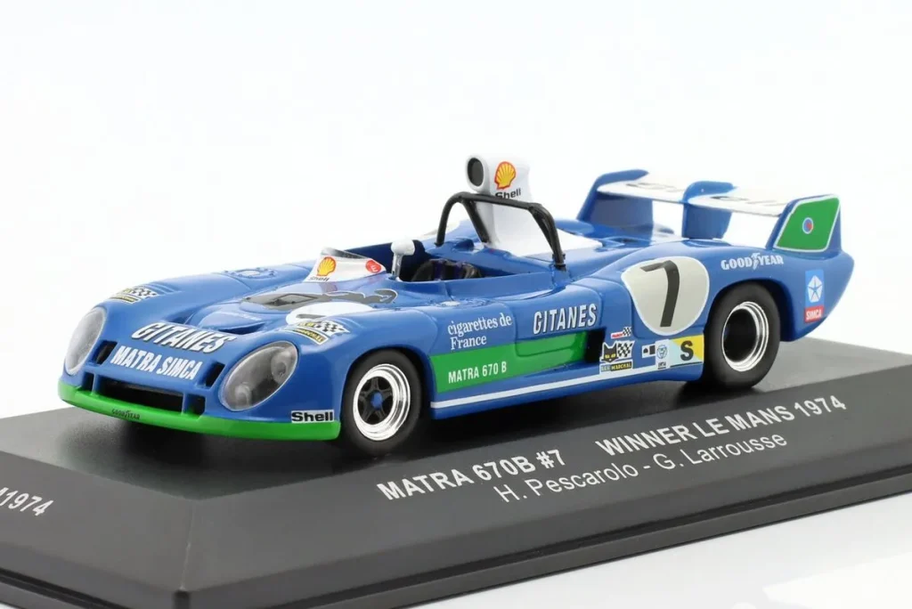 โมเดลรถ 1:43 Matra MS670C #7 Henri Pescarolo, Gérard Larrousse ผู้ชนะ 24h LeMans ปี 1974 Ixo