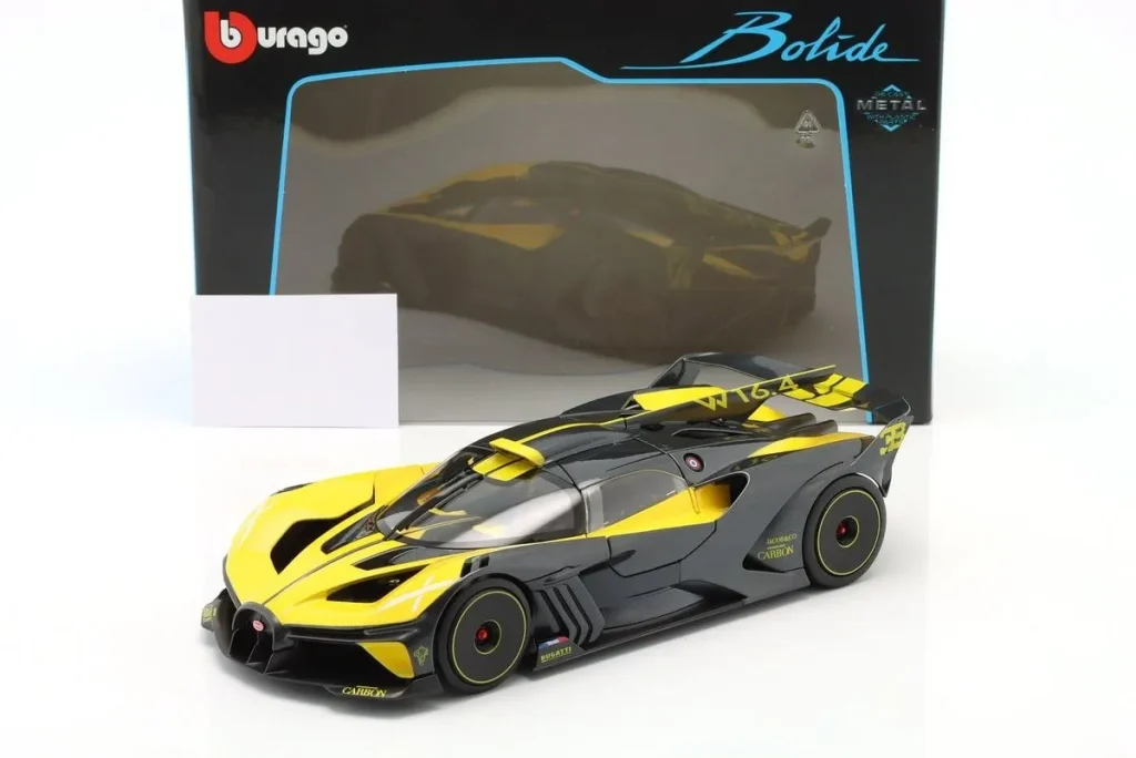 车型 1:18 Bugatti Bolide W16.4 年 2020 黄色 / 碳纤维 Bburago