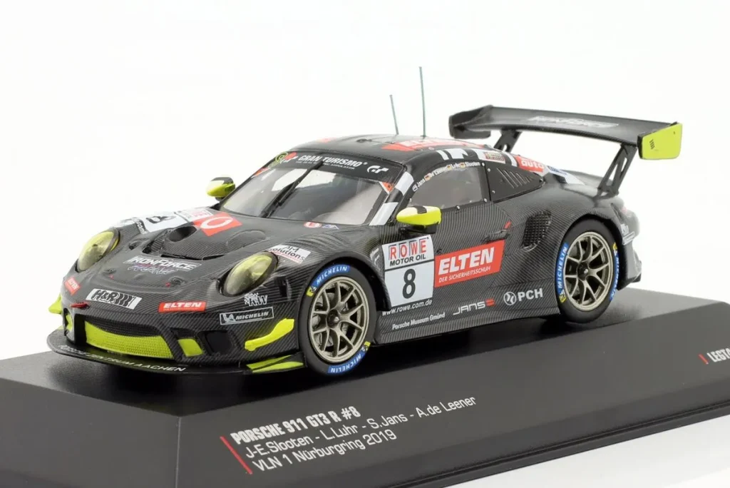 Model 1:43 Porsche 911 (991 II) GT3 R #8 Jan-Erik Slooten, Lucas Luhr, Adrien de Leener, Steve Jans ADAC Westfalenfahrt VLN 1 Nürburgring year 2019 Ixo