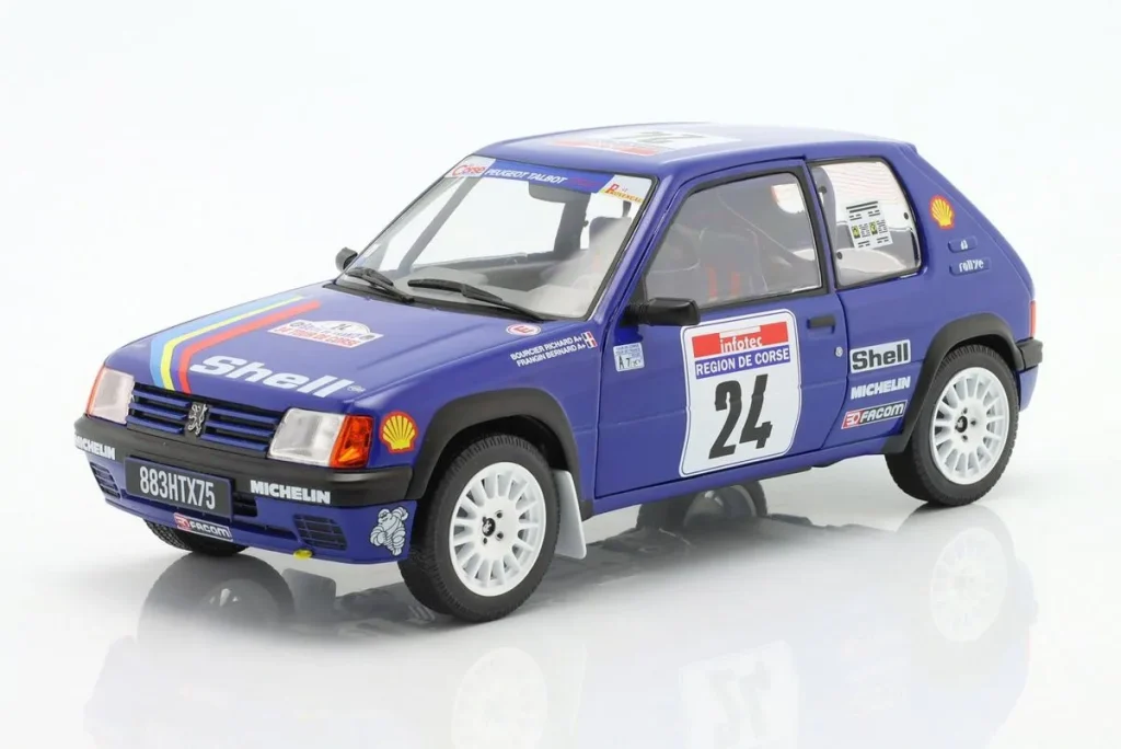 车型 1:18 Peugeot 205 拉力赛 #24 Richard Bourcier, Bernard Frangin 拉力赛 Tour de Corse 年 1990 Solido