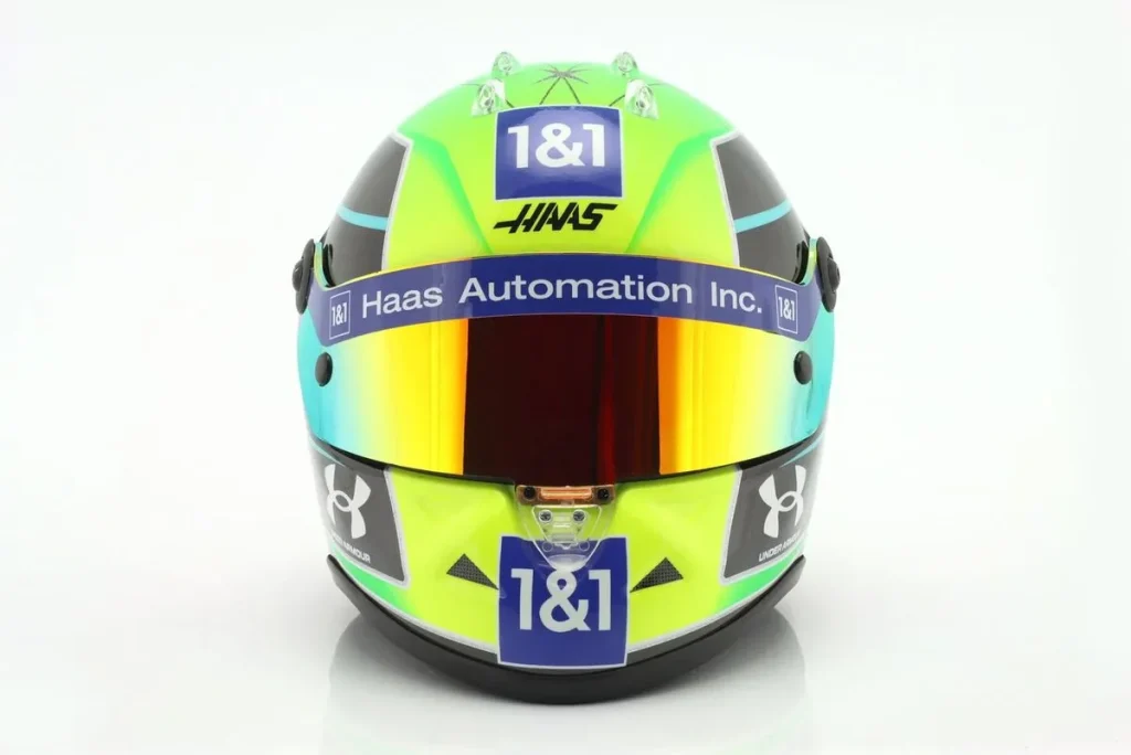 replica racing helmet 1:2 Haas VF-21 #47 Mick Schumacher Formula One year 2022 Schuberth