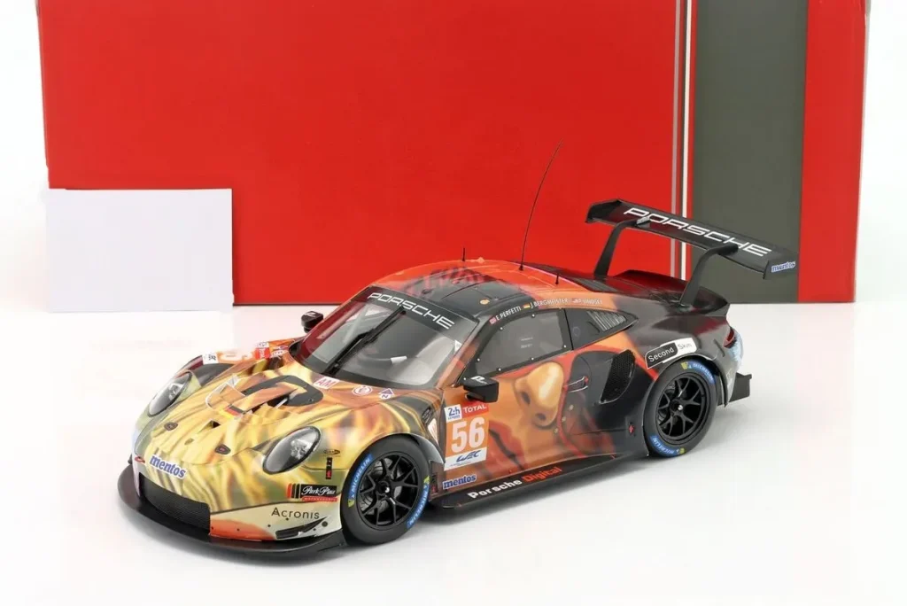Model 1:18 Porsche 911 RSR #56 Jörg Bergmeister, Patrick Lindsey, Egidio Perfetti Klassensieger 24h LeMans & LMGTE AM world champion year 2019 Ixo
