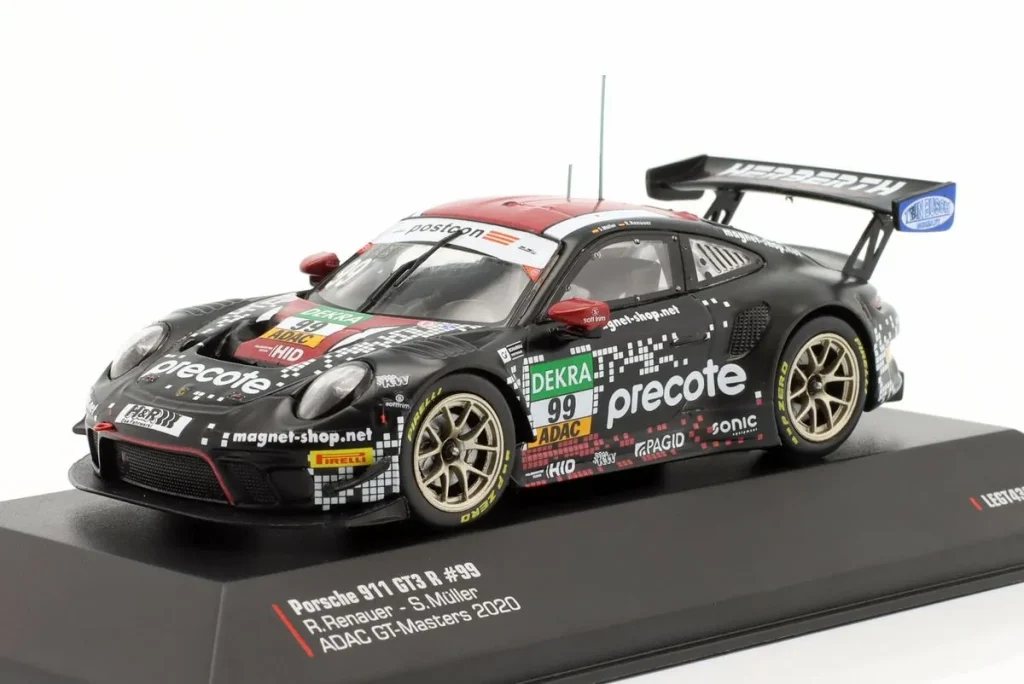 โมเดลรถ 1:43 Porsche 911 GT3 R #99 Sven Müller, Robert Renauer ผู้ชนะ การแข่งขัน 2 Nürburgring ADAC GT Masters ปี 2020 Ixo