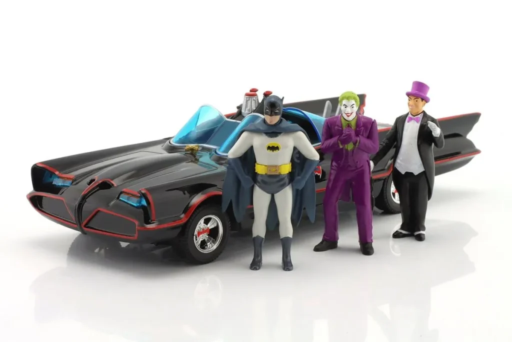 Model 1:24 Batmobil Batman, Joker, Robin, Pinguin TV-Serie “The Batman” Black / red Jadatoys