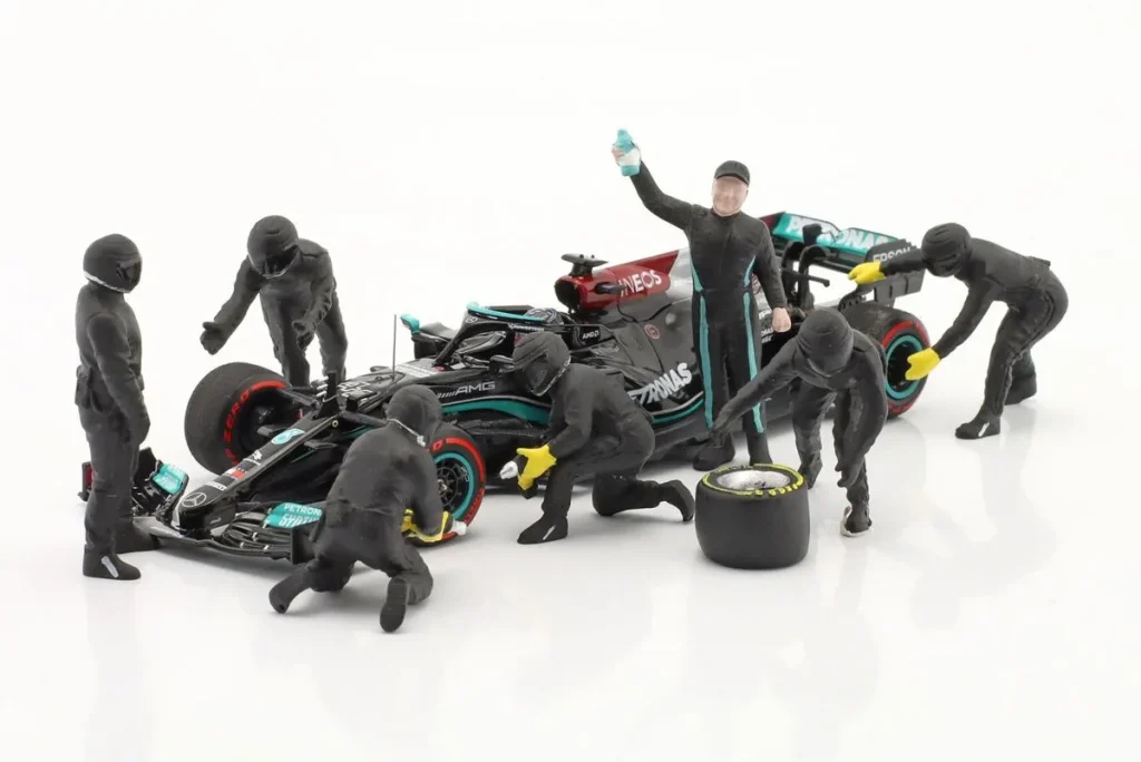 ฟิกเกอร์ 1:43 Pit Crew Figuren Set #3 ทีมสีดำ สีดำ American Diorama