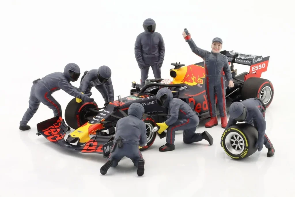 ฟิกเกอร์ 1:18 Pit Crew Figuren Set #3 ทีมสีน้ำเงิน ฟอร์มูล่าวัน สีน้ำเงิน American Diorama
