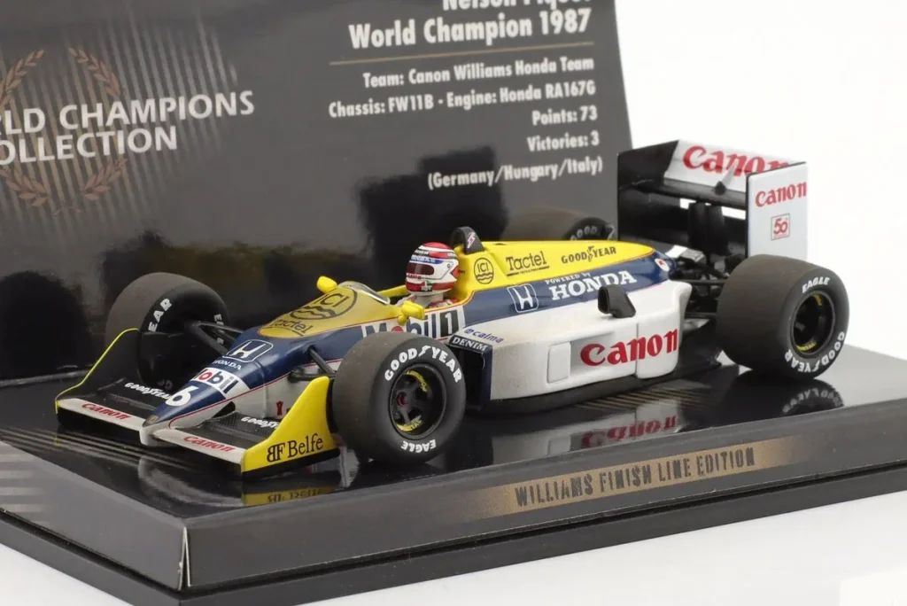 Model 1:43 Williams FW11B “Dirty Version” #6 Nelson Piquet Formula One year 1987 Minichamps