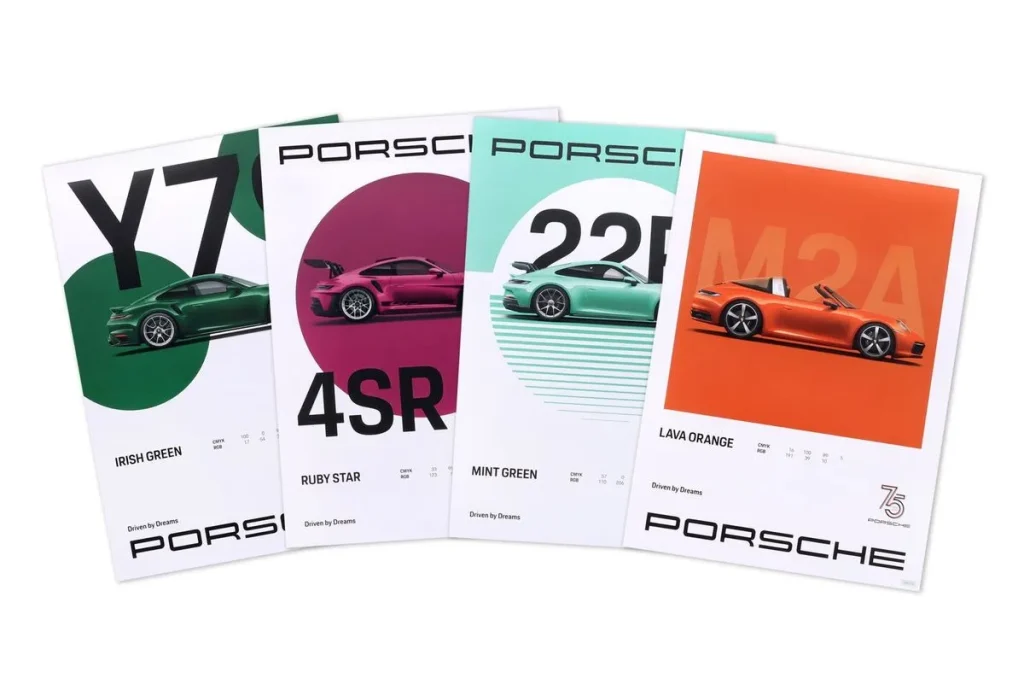 poster Porsche Set 911(992) 75 Jahre (4x 50×70 cm)