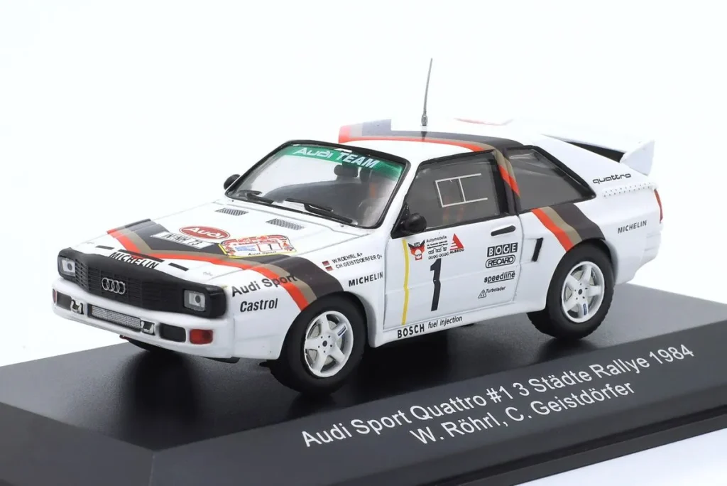 车型 1:43 Audi Quattro Sport #1 Walter Röhrl, Christian Geistdörfer 冠军 3-Städte-拉力赛年 1984 CMR