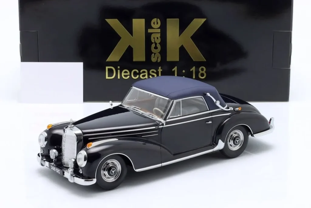 โมเดลรถ 1:18 Mercedes-Benz 300 SC Cabriolet (W188) / Softtop geschlossen ปี 1957 สีน้ำเงินเข้ม KK-Scale