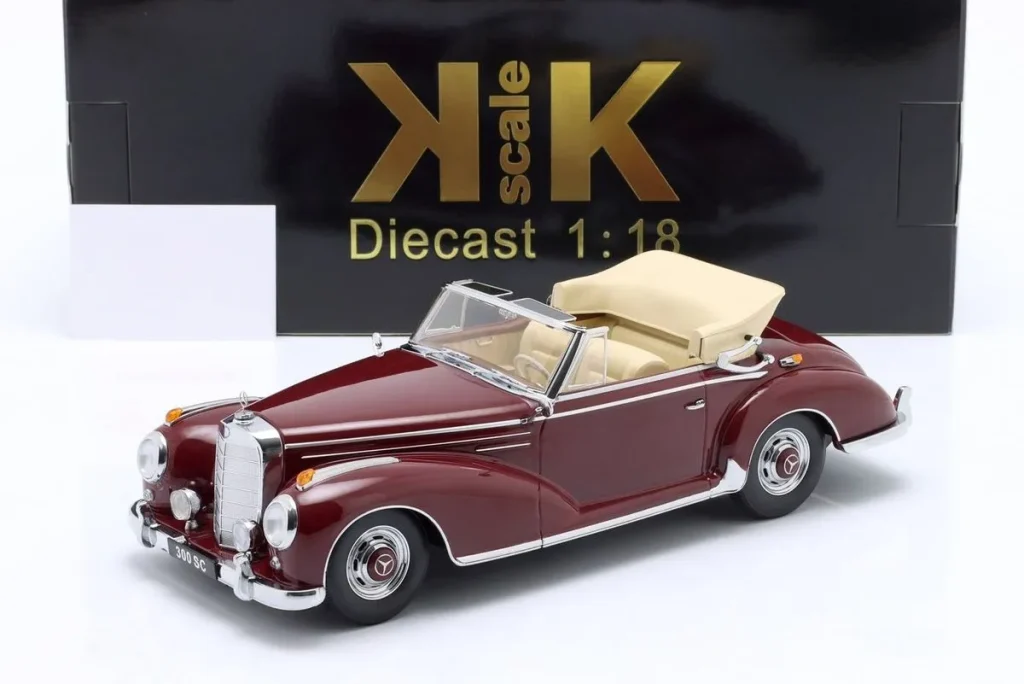 โมเดลรถ 1:18 Mercedes-Benz 300 SC Cabriolet (W188) / offene Version ปี 1957 สีแดงเข้ม KK-Scale