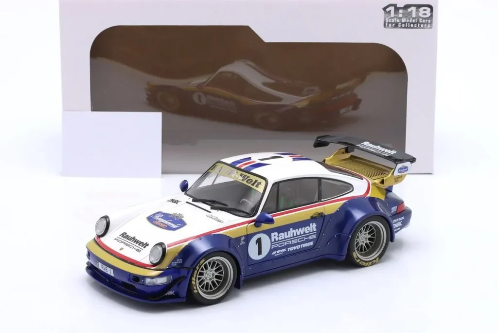 车型 1:18 Porsche 911 (964) RWB Rauh-Welt Body Kit 年 2022 颜色 Rothmans Design Solido