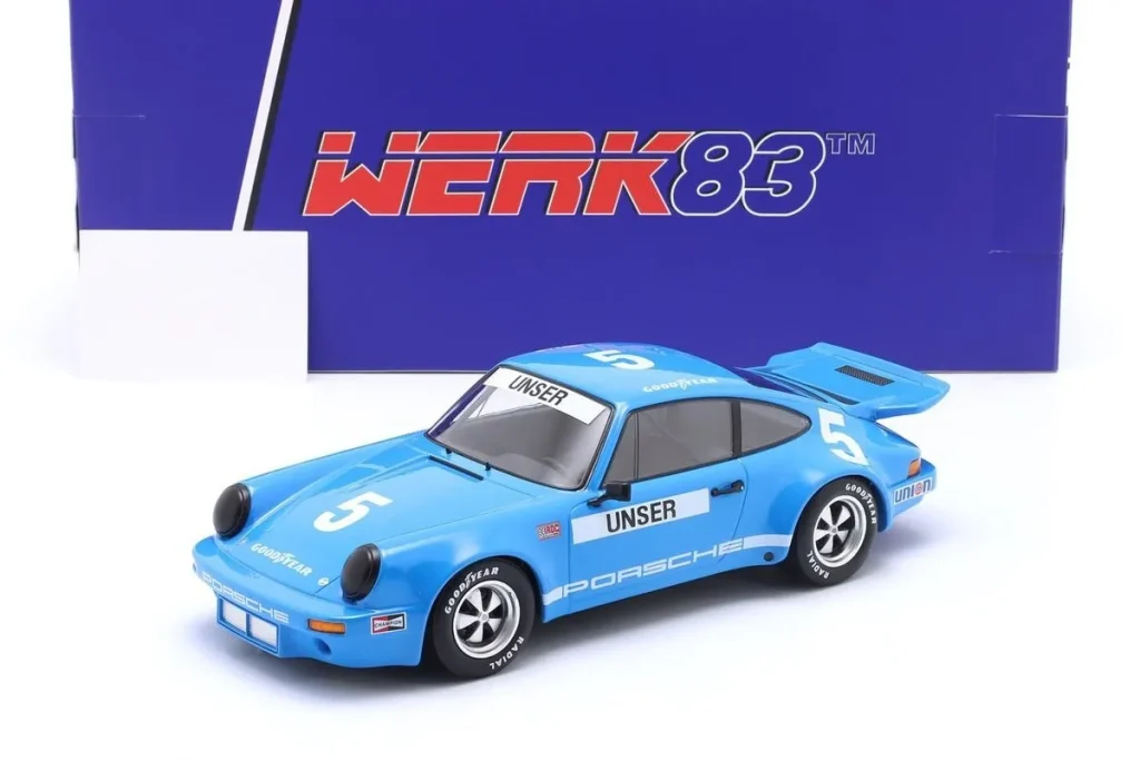 โมเดลรถ 1:18 Porsche 911 Carrera 3.0 RSR #5 Bobby Unser อันดับ 3 IROC Daytona ปี 1974 WERK83