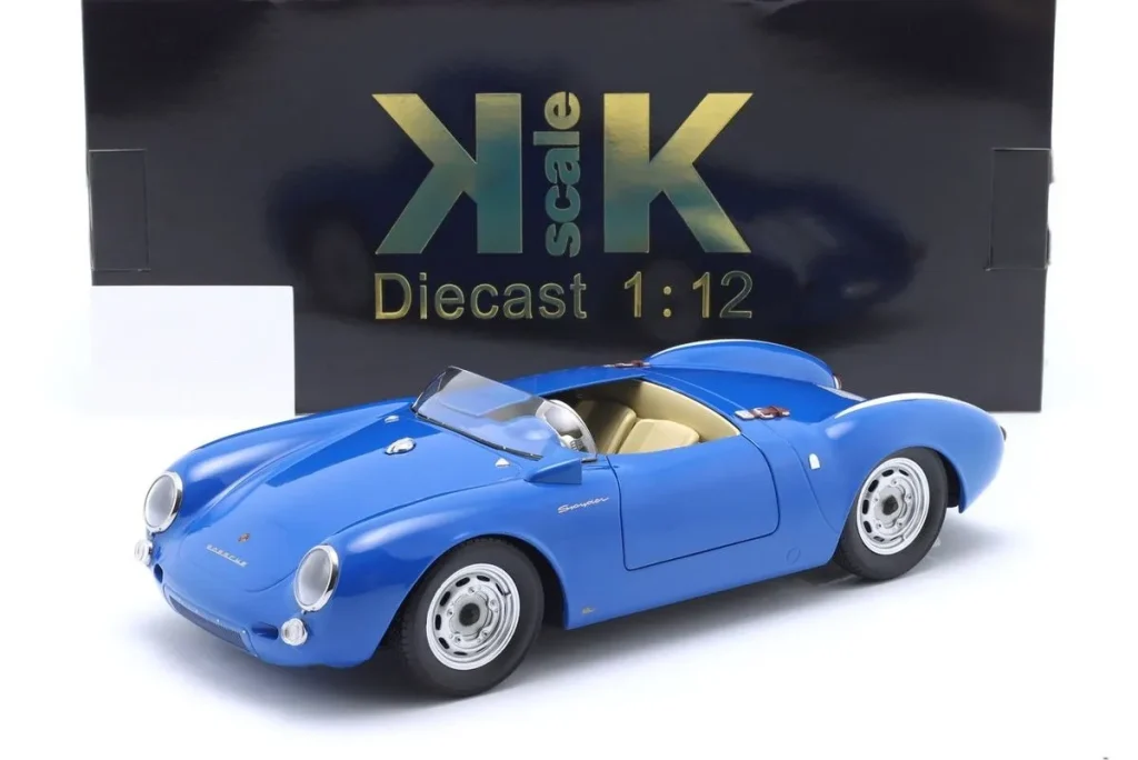 โมเดลรถ 1:12 Porsche 550A Spyder ปี 1956 สีน้ำเงิน / ขาว KK-Scale