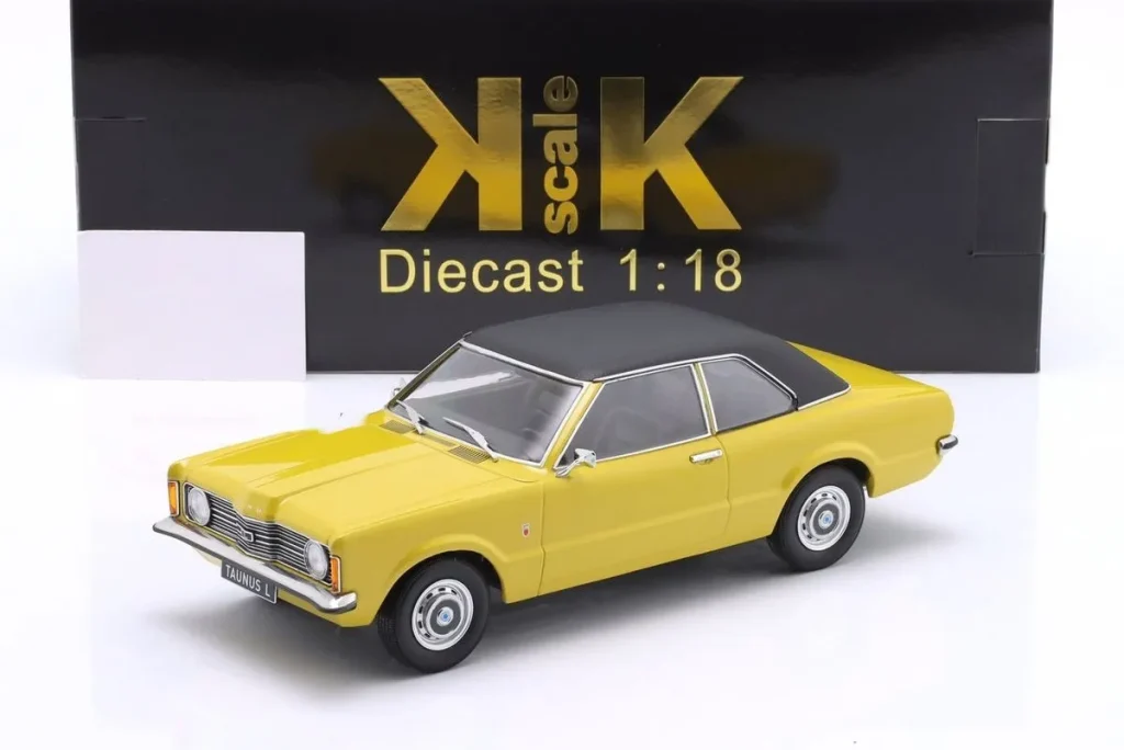 车型 1:18 Ford Taunus L Limousine 含 Vinyldach 年 1971 黄色 / 黑色 KK-Scale
