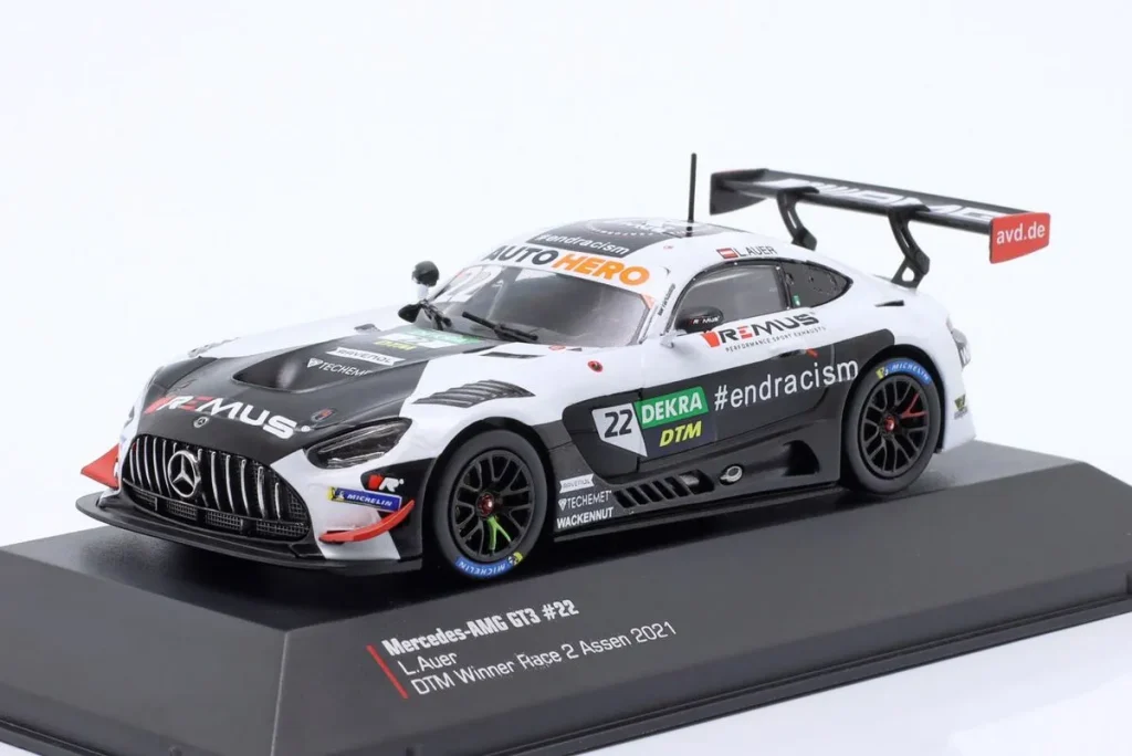 โมเดลรถ 1:43 Mercedes-AMG GT3 #22 Lucas Auer ผู้ชนะ การแข่งขัน 2 Assen DTM ปี 2021 Ixo