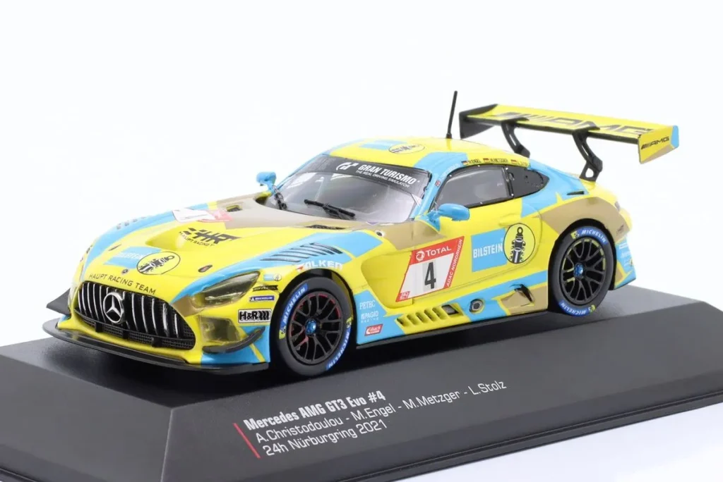 โมเดลรถ 1:43 Mercedes-AMG GT3 #4 Adam Christodoulou, Maro Engel, Manuel Metzger, Luca Stolz 24 ชั่วโมง เนือร์บวร์กริง ปี 2021 Ixo