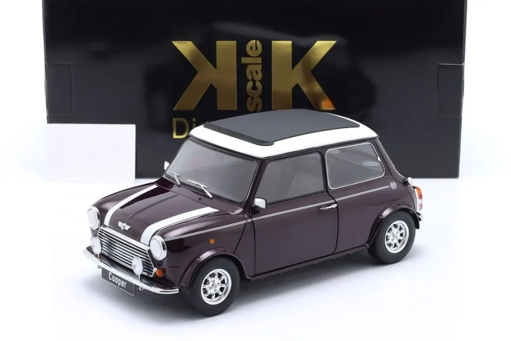 โมเดลรถ 1:12 Mini Cooper RHD พร้อม Sonnendach สีม่วงเมทัลลิก / ขาว KK-Scale