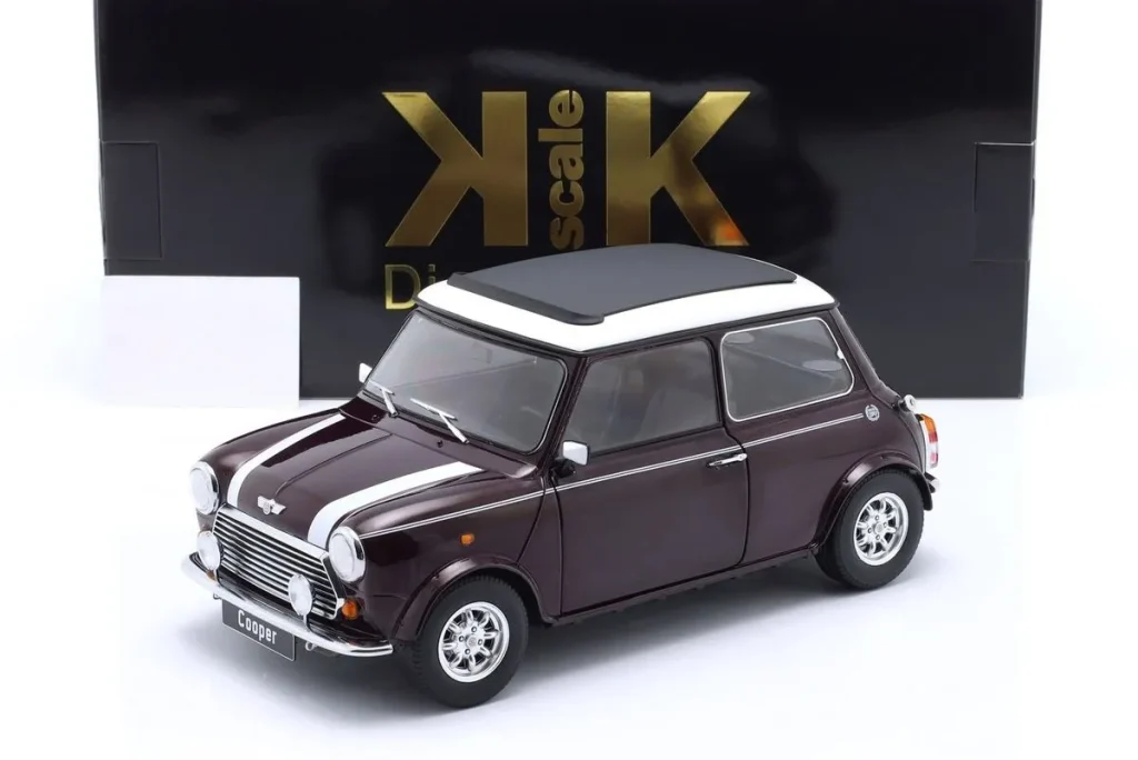 โมเดลรถ 1:12 Mini Cooper LHD พร้อม Sonnendach สีม่วงเมทัลลิก / ขาว KK-Scale