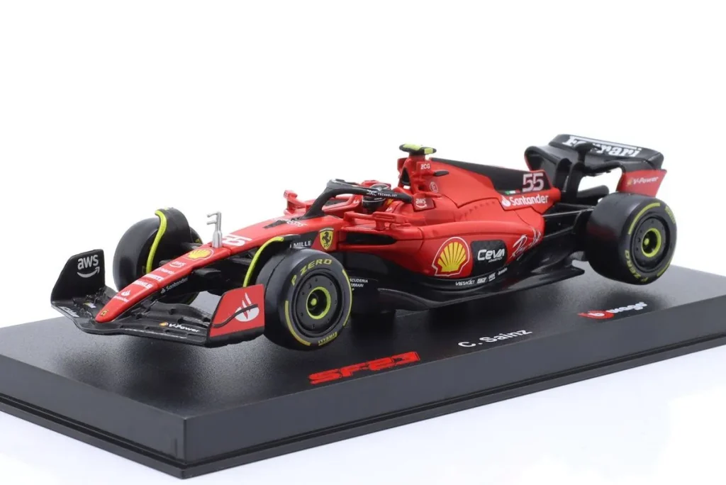 โมเดลรถ 1:43 Ferrari SF-23 #55 Carlos Sainz Jr. ฟอร์มูล่าวัน ปี 2023 Bburago