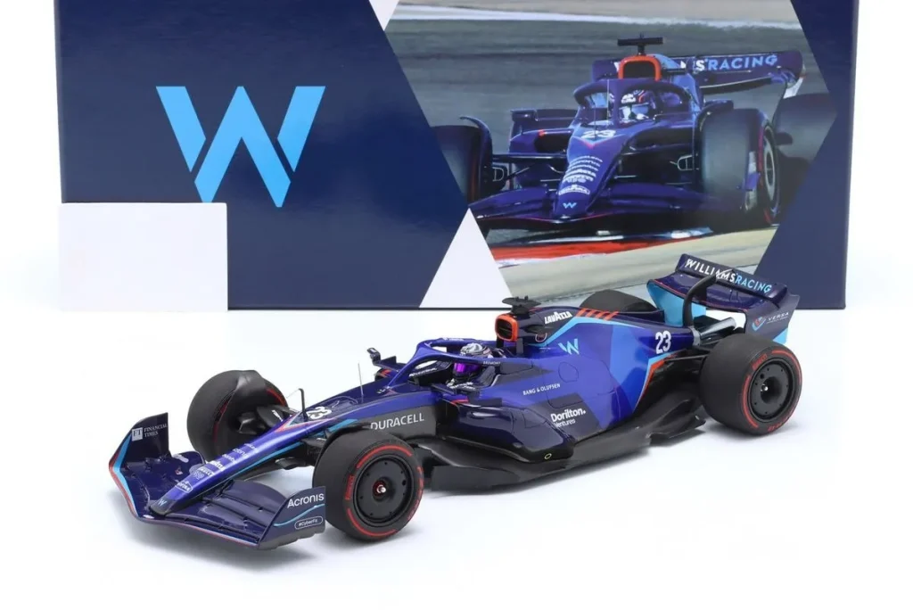 โมเดลรถ 1:18 Williams FW44 #23 Alexander Albon ฟอร์มูล่าวัน ปี 2022 Minichamps 147220123