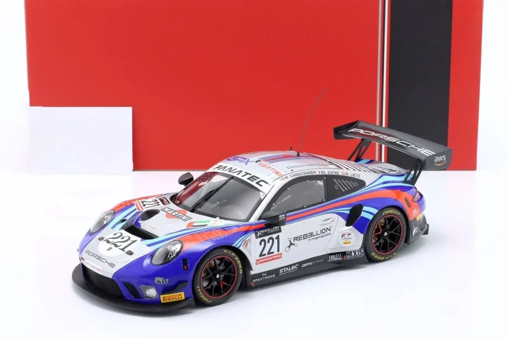 โมเดลรถ 1:18 Porsche 911 (991 II) GT3 R #221 Richard Lietz, Michael Christensen, Kevin Estre 24h Spa ปี 2022 Ixo