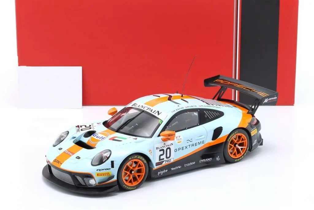 โมเดลรถ 1:18 Porsche 911 GT3 R #20 Michael Christensen, Richard Lietz, Kevin Estre ผู้ชนะ 24h Spa ปี 2019 Ixo