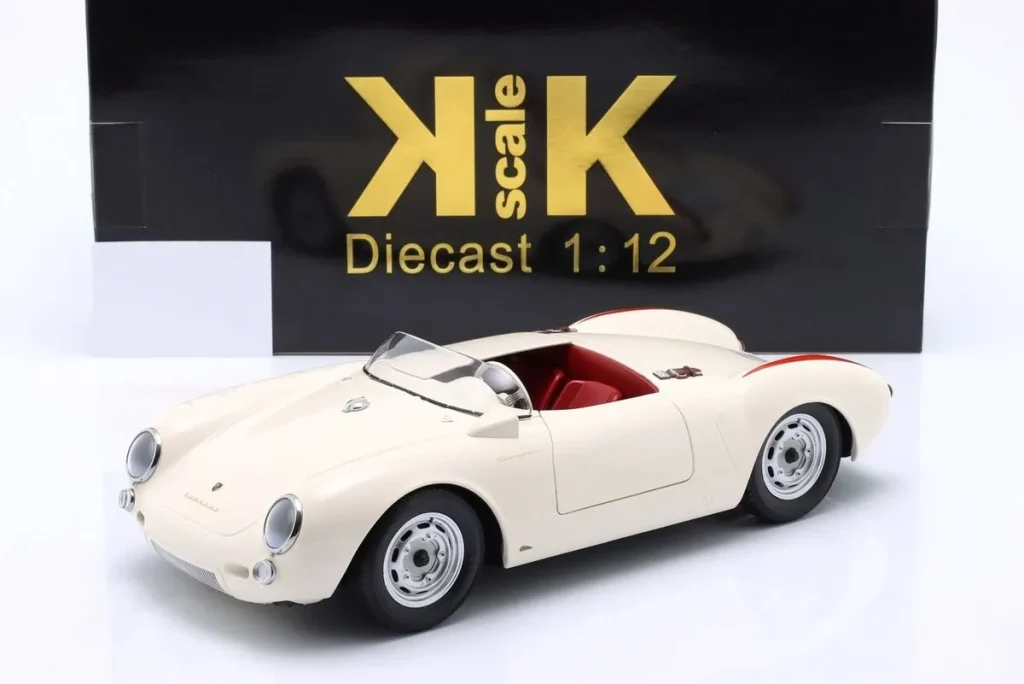 โมเดลรถ 1:12 Porsche 550A Spyder ปี 1955 สีขาว / แดง KK-Scale