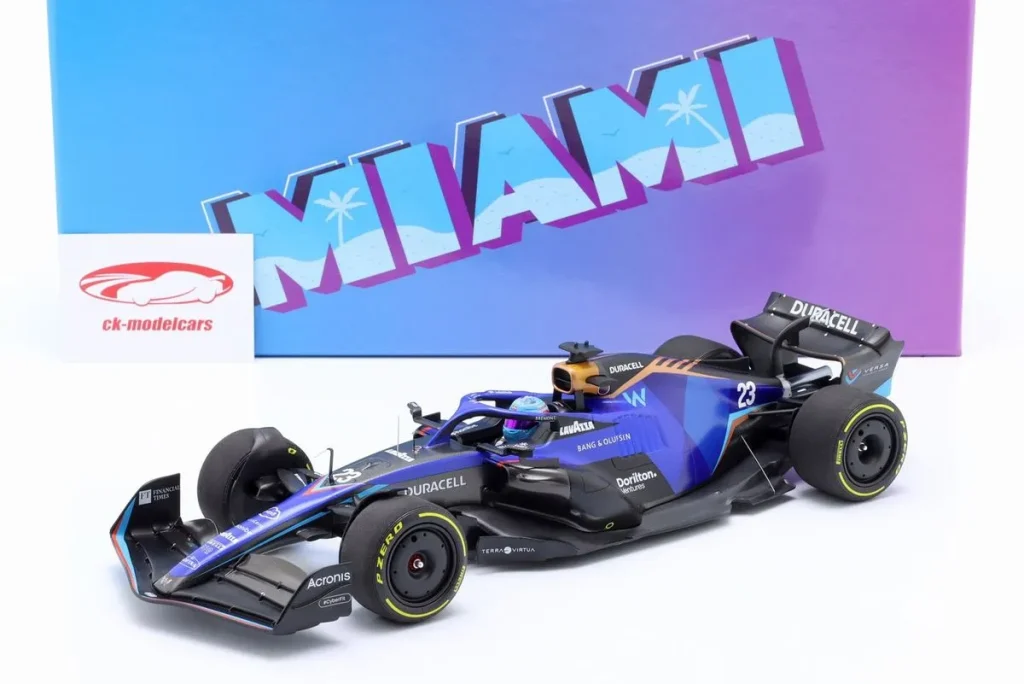 โมเดลรถ 1:18 Williams FW44 #23 Alexander Albon ฟอร์มูล่าวัน ปี 2022 Minichamps 147220523