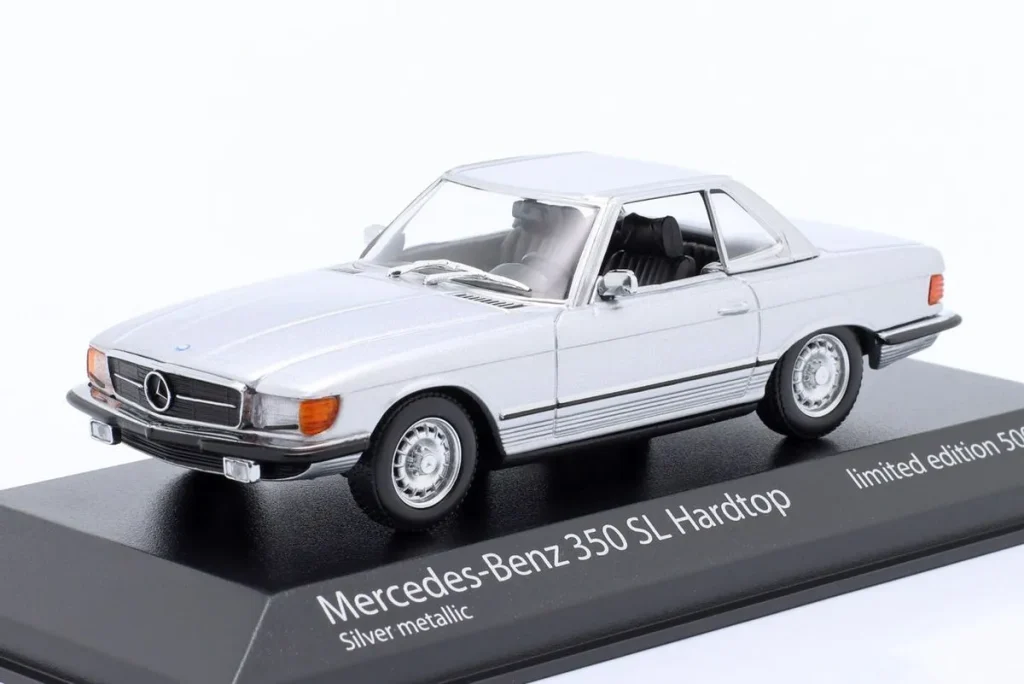 โมเดลรถ 1:43 Mercedes-Benz 350 SL (R107) ปี 1974 สีเงินเมทัลลิก Minichamps